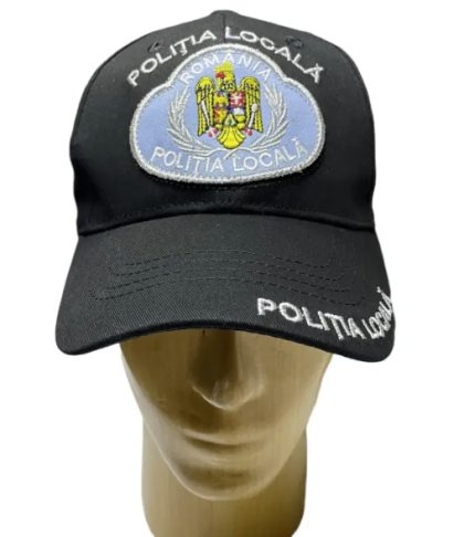ÖRTLICHE POLIZEIKAMÜTZE, VOLLSTÄNDIG, SCHWARZ, MIT EMBLEM, L