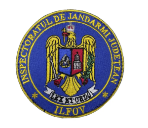 TONDO RICAMATO RICAMATO ISOLATO GENDARMI DELLA CONTEA DI ILFOV